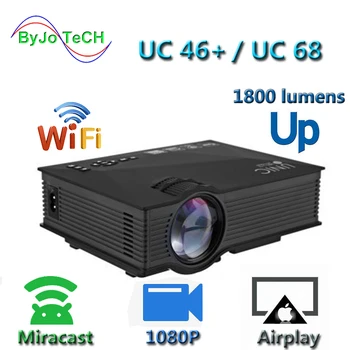 ZDA/EU/UK UC68 Multimedia Home Theatre Prenosni Projektor 1800 Lumnov Led Projektor HD 1920x1080P Podporo Miracast Airplay