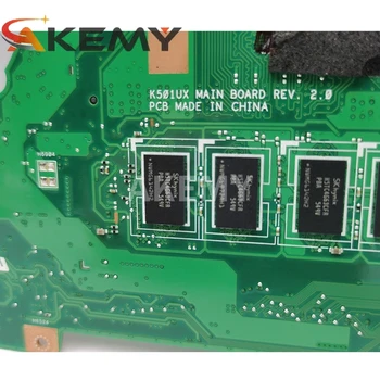 K501UX Prenosni računalnik z matično ploščo za ASUS K501UX K501UB original mainboard DDR3 4GB/8GB RAM（Poslali na naključno） I5-6200U GTX950M EDP
