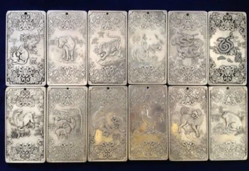 12Pcs Stari Kitajski Kitajski Dvanajst Nebesno tibera Srebrnimi Palicami thanka amulet 3