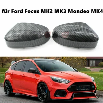 1 Par ABS Ogljikovih Vlaken Krilo Ogledalo Rearveiw Ogledalo Kape Stanovanj za Ford Focus MK2 Mondeo MK3 MK4 Limuzina 2012-18 0
