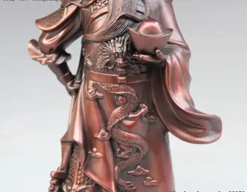Kitajski Baker Bron Zmaj Haljo Guan Gong Guan Yu Držite YuanBao Bojevnik Kip 3