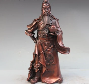 Kitajski Baker Bron Zmaj Haljo Guan Gong Guan Yu Držite YuanBao Bojevnik Kip 5