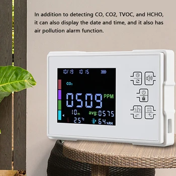 KF-909 LCD-Zaslon Kakovost Zraka Detektor CO2, Ogljikov Monoksid TVOC HCHO Temperatura Vlažnost Zaznavanje Onesnaženosti Zraka Alarm 0